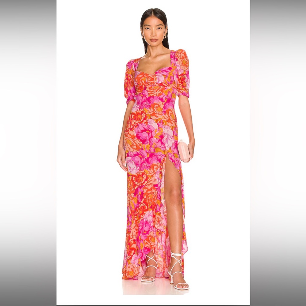 Lovers + Friends Pink and Orange High Low Dress